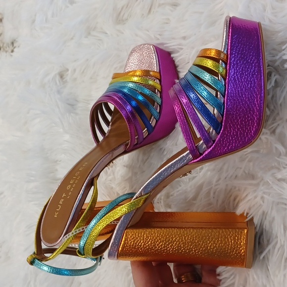 NEW Kurt Geiger London Perria Rainbow Platform Sandals Multi Sizes - Picture 3 of 13